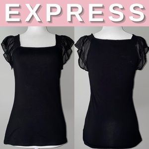 NEW Express Ruffle Sleeve Fitted Tee, S